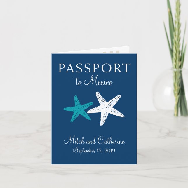 Riviera Maya Mexico with Starfish | Passport Invitation (Front)