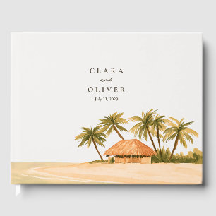 Riviera Maya Palm Romantic Beach Shore Wedding Guest Book