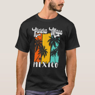 Riviera Maya Palm Trees Beach Mexico Retro Vacatio T-Shirt