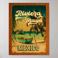 Riviera Maya Postcard Palm Tree Vintage Travel