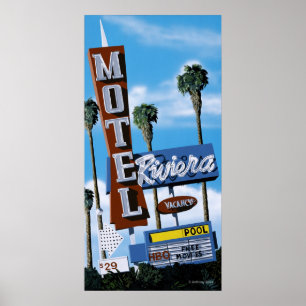 Riviera Motel Retro Neon Motel Poster