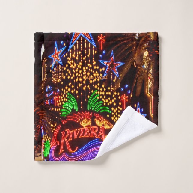 Riviera Neon Lights Las Vegas Bath Towel Set (Wash Cloth)