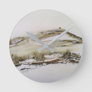 Rivington pike Horwich Watercolour Round Clock