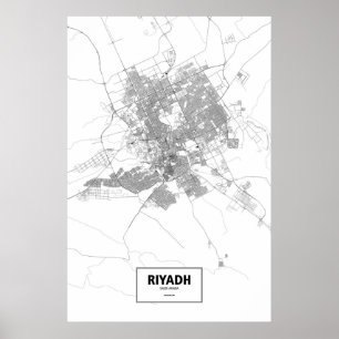 Riyadh, Saudi Arabia (black on white) Poster