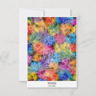 Riyadh Saudi Arabia City Map Thank You Card