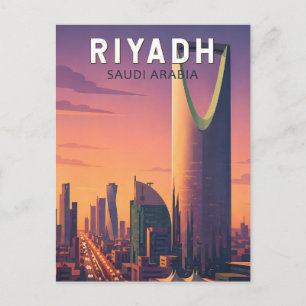 Riyadh Saudi Arabia Illustration Travel Art Retro Postcard
