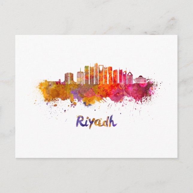 Riyadh V2 skyline in watercolor Postcard (Front)