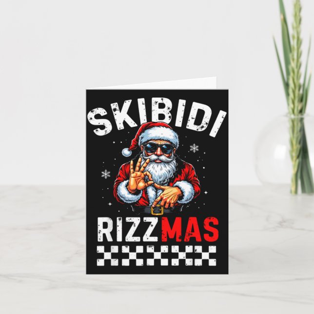 Rizz Christmas Santa 6 7 Funny Xmas Skibidi Rizzma Card (Front)