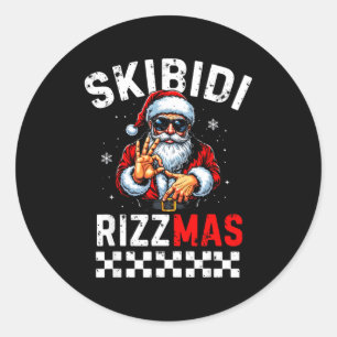 Rizz Christmas Santa 6 7 Funny Xmas Skibidi Rizzma Classic Round Sticker