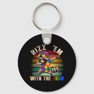 Rizz Em with The Tism Autism Awareness Day Racoon Key Ring