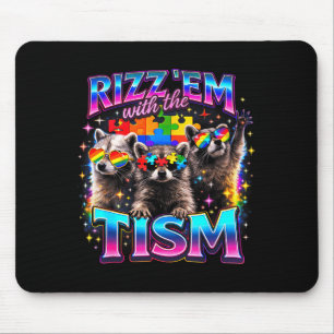 Rizz em with the tism autistic racoon meme autism mouse pad