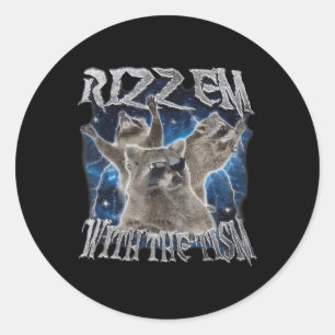 Rizz Em With The Tism Autistic Racoon Meme Funny  Classic Round Sticker