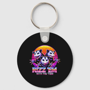 Rizz Em With The Tism Funny Meme Autistic Possums Key Ring