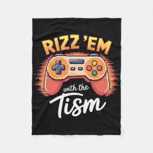 Rizz Em With The Tism Kids Video Game Autism Boy Fleece Blanket