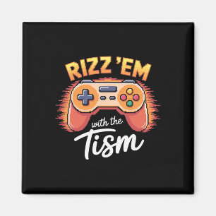 Rizz Em With The Tism Kids Video Game Autism Boy  Magnet