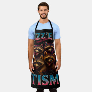 Rizz Em With The Tism Meme Autism Funny Racoon Apron