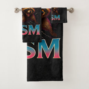 Rizz Em With The Tism Meme Autism Funny Racoon Bath Towel Set