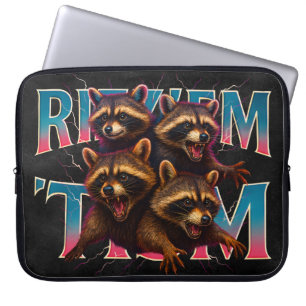 Rizz Em With The Tism Meme Autism Funny Racoon Laptop Sleeve