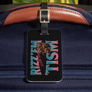Rizz Em With The Tism Meme Autism Funny Racoon Luggage Tag