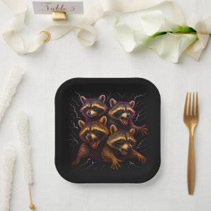 Rizz Em With The Tism Meme Autism Funny Racoon Paper Plate