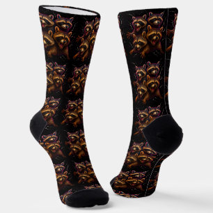 Rizz Em With The Tism Meme Autism Funny Racoon Socks