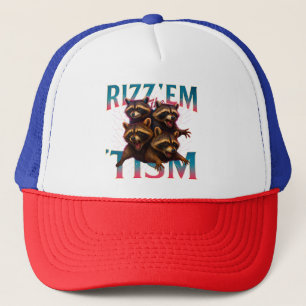 Rizz Em With The Tism Meme Autism Funny Racoon Trucker Hat