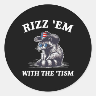 Rizz em With The tism Racoon Autism American Flag Classic Round Sticker