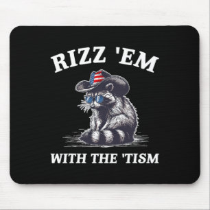 Rizz em With The tism Racoon Autism American Flag Mouse Pad
