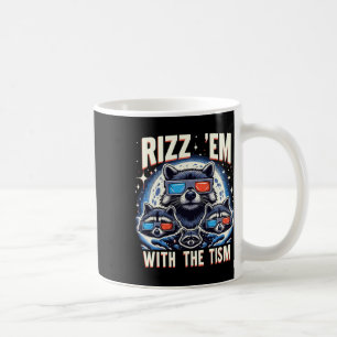Rizz Em With The Tism Retro Vintage Racoon Meme A Coffee Mug