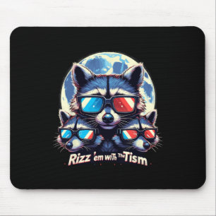Rizz Em With The Tism Retro Vintage Racoon Meme A Mouse Pad