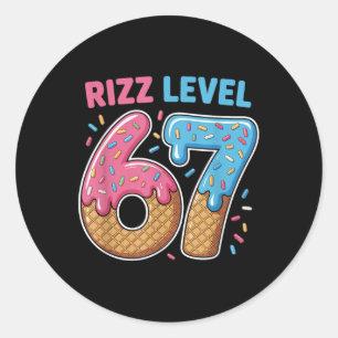 Rizz Level 67 Alpha Slang Gen 67th Number Ice Crea Classic Round Sticker