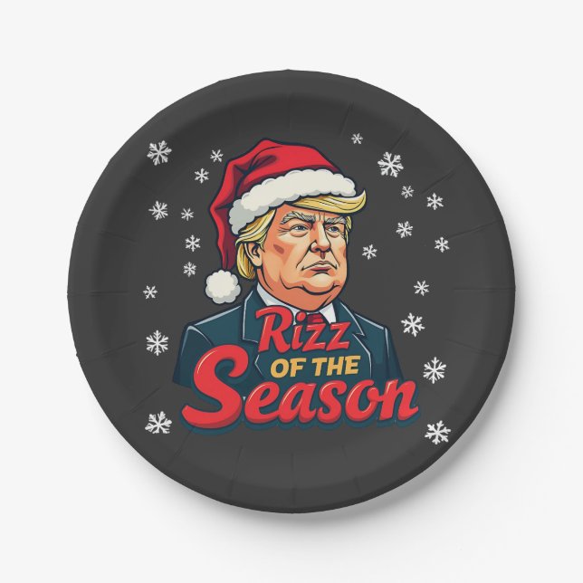 Rizz of The Season Funny Trump Christmas Santa  Paper Plate (Front)