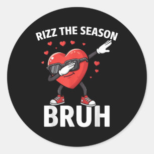 Rizz The Season Bruh Valentines Day Rizzmas Heart Classic Round Sticker