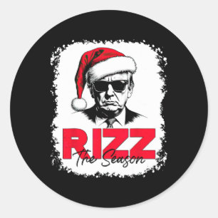 Rizz The Season Cool Santa Trump Christmas Classic Round Sticker
