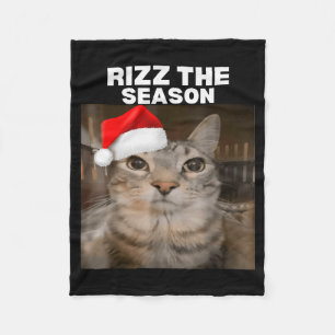 Rizz The Season Funny Christmas Pajamas Cat Meme B Fleece Blanket