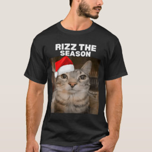 Rizz The Season Funny Christmas Pajamas Cat Meme B T-Shirt