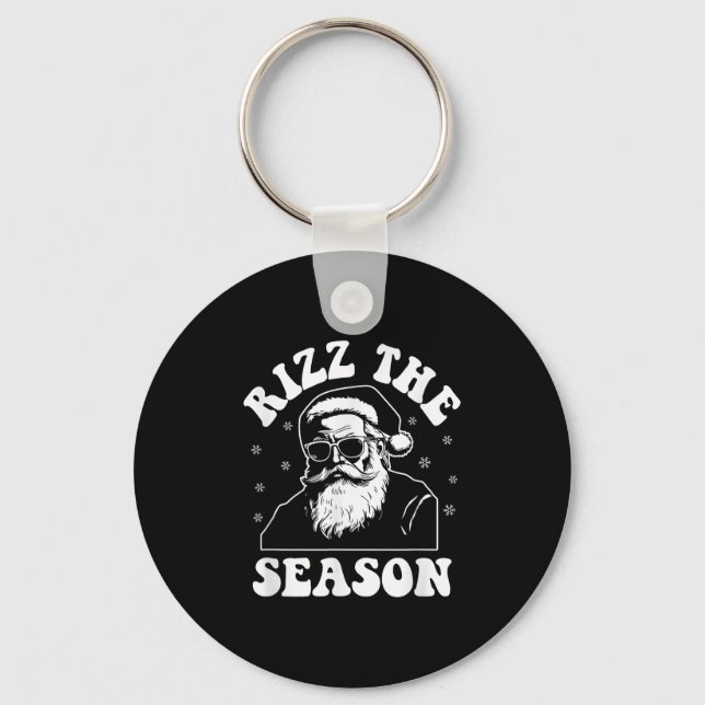 Rizz The Season Funny Christmas Rizzmas Santa Clau Key Ring (Front)
