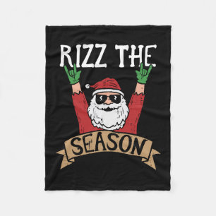 Rizz The Season Funny Christmas Santa Rock Xmas Ro Fleece Blanket