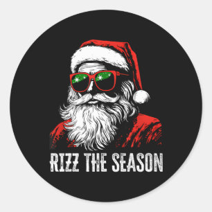 Rizz The Season Funny Cool Bruh Santa Claus Merry Classic Round Sticker
