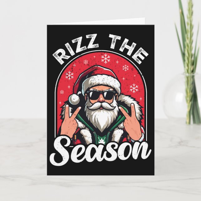 Rizz The Season Funny Saying Santa Claus Rizzmas C Card (Front)