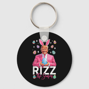 Rizz The Season Funny Trump Bunny Ears Easter Hunt Key Ring