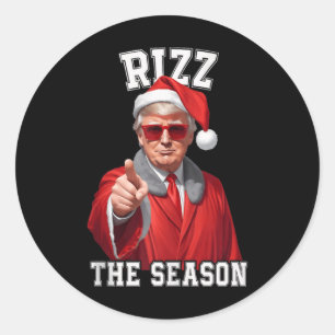 Rizz The Season Funny Trump Christmas Santa Claus Classic Round Sticker
