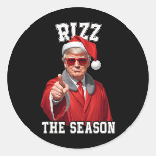 Rizz The Season Funny Trump Christmas Santa Claus Classic Round Sticker
