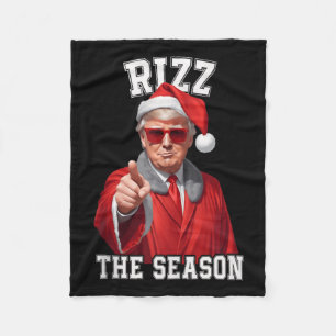 Rizz The Season Funny Trump Christmas Santa Claus Fleece Blanket