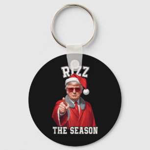 Rizz The Season Funny Trump Christmas Santa Claus  Key Ring
