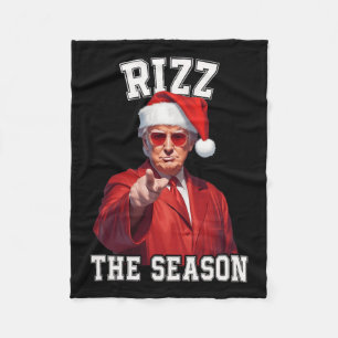 Rizz The Season Funny Trump Christmas Santa Pajama Fleece Blanket