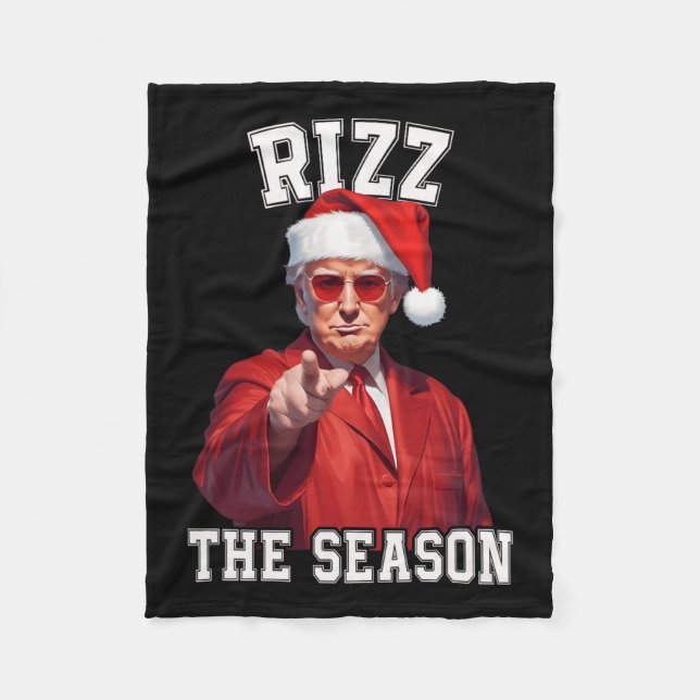 Rizz The Season Funny Trump Christmas Santa Pajama Fleece Blanket (Front)
