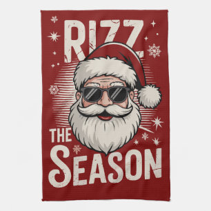 Rizz The Season Santa Claus Rizzmas Funny Xmas Tea Towel