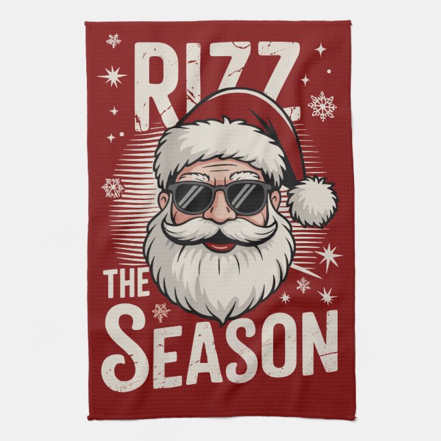 Rizz The Season Santa Claus Rizzmas Funny Xmas Tea Towel (Vertical)