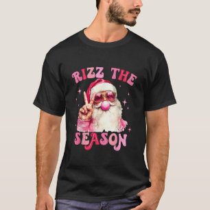 Rizz The Season Santa Pink Bubble Gum Christmas T-Shirt